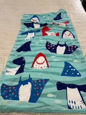 Kids Shark & Manta Ray Large size beach towel. Almost new! Super cute
